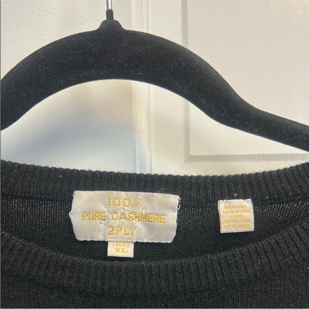 Pure Cashmere 2-Ply Women’s Black Neutral Pullover Sweater Size XL Luxury - Picture 4 of 6